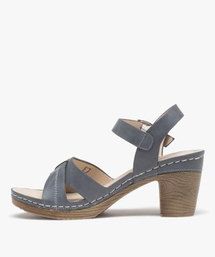 Sandales femme à talon imitation sabot et brides unies vue3 - GEMO(URBAIN) - GEMO