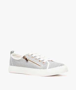 Tennis femme en toile avec double fermeture lacets et zip vue2 - GEMO (SPORTSWR) - GEMO