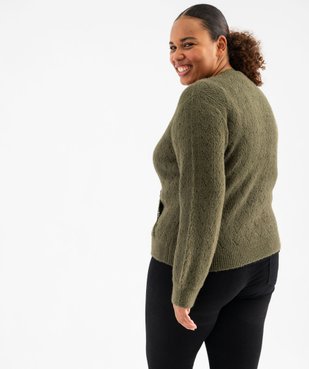 Pull en maille ajourée et encolure cache-cœur à dentelle femme grande taille vue3 - GEMO (G TAILLE) - GEMO