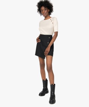Pull femme à manches courtes en maille côtelée vue5 - GEMO(FEMME PAP) - GEMO