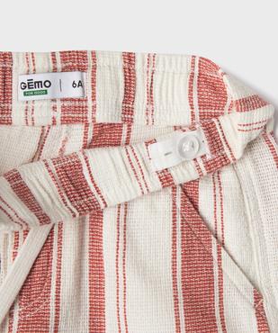 Bermuda large en coton tissé rayé à taille élastiquée garçon vue2 - GEMO 4G GARCON - GEMO