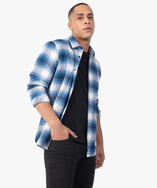 Chemise homme à carreaux et manches longues en flanelle vue2 - GEMO (HOMME) - GEMO