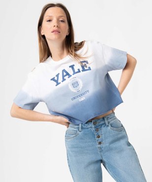 Tee-shirt femme coupe ample et courte - Yale vue1 - YALE - GEMO