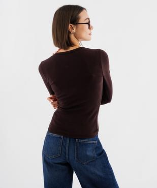 Tee-shirt manches longues extensible en coton et modal mélangés femme vue3 - GEMO(FEMME PAP) - GEMO