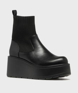 Boots avec tige chaussette et semelle plateforme femme - 5 Miles vue3 - 5 MILES - GEMO