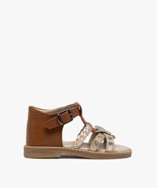 Sandales bébé fille en cuir talon fermé et brides métallisées vue1 - GEMO(BEBE DEBT) - GEMO