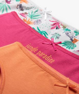 Culottes en coton stretch motifs jungle fille (lot de 3) vue2 - GEMO 4G FILLE - GEMO