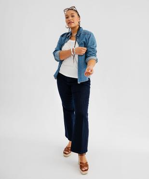 Débardeur en coton stretch uni avec finition festonnée femme grande taille vue4 - GEMO (G TAILLE) - GEMO