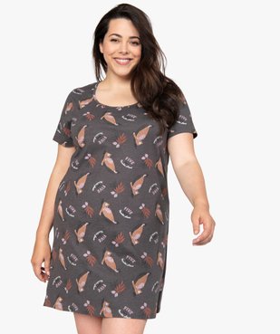 Chemise de nuit femme grande taille à manches courtes avec motifs vue1 - GEMO(HOMWR FEM) - GEMO