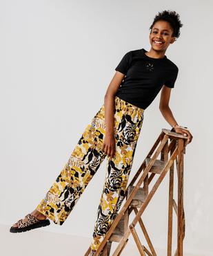 Pantalon large en viscose avec taille élastique fille vue8 - GEMO 4G FILLE - GEMO