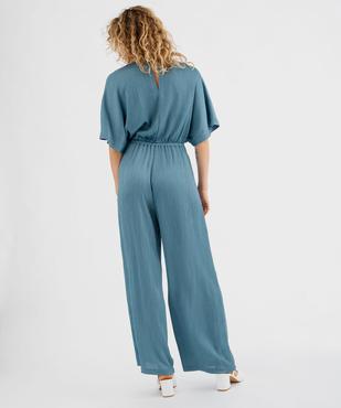 Combi-pantalon manches courtes en satin plissé femme vue3 - GEMO(FEMME PAP) - GEMO
