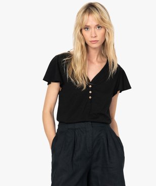 Tee-shirt femme manches courtes effet volant vue1 - GEMO(FEMME PAP) - GEMO