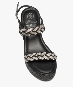 Sandales femme plateforme à talon et brides strass tressées vue5 - GEMO(URBAIN) - GEMO