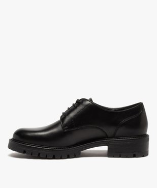 Derbies femme unis à semelle crantée vue3 - GEMO (CASUAL) - GEMO
