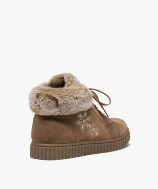 Boots fille rembourrées en suédine unie à col duveteux vue4 - GEMO (ENFANT) - GEMO