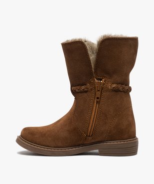 Boots fille zippées dessus cuir et col fourrure imitation vue3 - GEMO (ENFANT) - GEMO