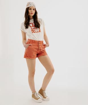Short en twill ample taille haute à boutons femme vue5 - GEMO 4G FEMME - GEMO