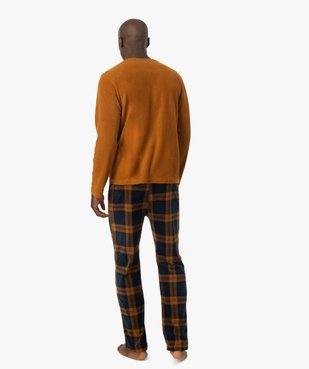 Pyjama homme en maille polaire avec pantalon à carreaux vue3 - GEMO(HOMWR HOM) - GEMO