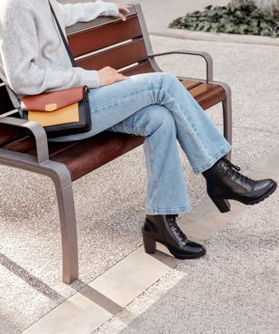 Boots femme à talon col rembourré et semelle crantée vue6 - GEMO(URBAIN) - GEMO