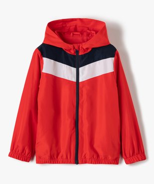 Blouson garçon coupe-vent tricolore avec capuche vue1 - GEMO (ENFANT) - GEMO