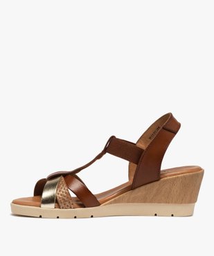 Sandales femme à talon compensé et brides élastiques vue3 - GEMO(URBAIN) - GEMO