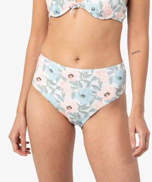 Bas de maillot de bain femme à motifs fleuris taille haute vue1 - GEMO (PLAGE) - GEMO