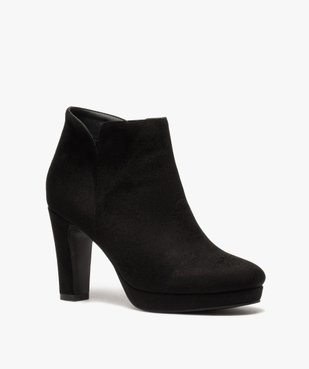 Low-boots femme à talon dessus en suédine unie vue2 - GEMO(URBAIN) - GEMO