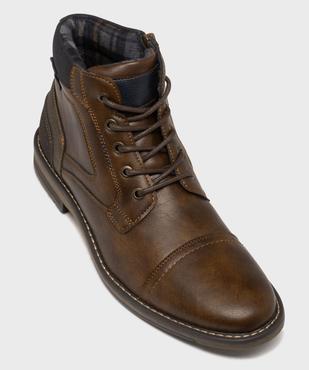 Boots multimatières à lacets et zip homme vue6 - MARIO BALDANO - GEMO