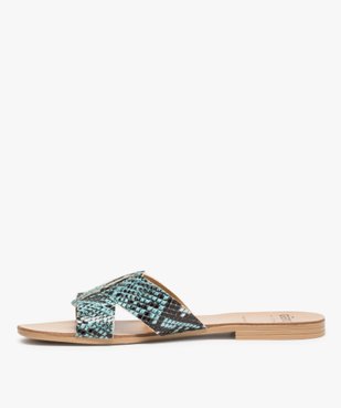 Sandales femme mules plates à double bride vue3 - GEMO (CASUAL) - GEMO