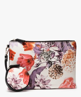 Pochette femme avec porte-monnaie à motifs fleuris vue1 - GEMO (ACCESS) - GEMO