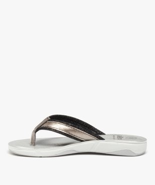 Tongs femme à semelle rembourrée et détails métallisés vue3 - GEMO (PLAGE) - GEMO
