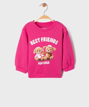 Sweat en molleton doux imprimé fantaisie bébé fille vue1 - GEMO 4G BEBE - GEMO