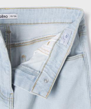 Short en jean stretch à taille haute et revers fille vue2 - GEMO (JUNIOR) - GEMO