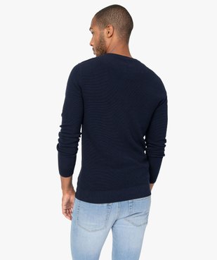 Pull homme à col rond en maille fantaisie vue3 - GEMO (HOMME) - GEMO