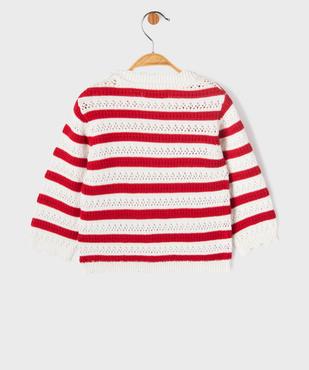 Pull rayé en maille ajourée bébé fille - LuluCastagnette vue4 - LULUCASTAGNETTE - GEMO
