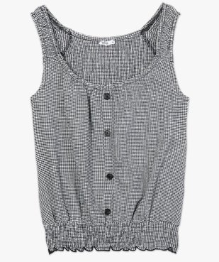 Tee-shirt femme sans manches en seersucker vichy et smocks vue4 - GEMO(FEMME PAP) - GEMO