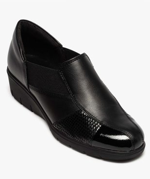 Mocassins femme confort talon compensé et col élastiqué vue5 - GEMO (CONFORT) - GEMO