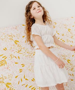 Blouse à manches courtes ajourée à finitions froncées fille vue5 - GEMO (ENFANT) - GEMO