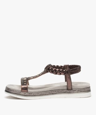 Sandales femme ornées de strass avec brides élastiquées vue3 - GEMO (CASUAL) - GEMO