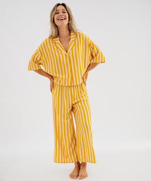 Pantalon de pyjama à rayures en viscose femme vue4 - GEMO 4G FEMME - GEMO
