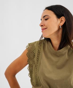 Tee-shirt sans manches avec empiècements en dentelle femme vue3 - GEMO(FEMME PAP) - GEMO