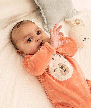 Pyjama bébé à pont-dos en velours à motifs ours vue1 - GEMO(BB COUCHE) - GEMO