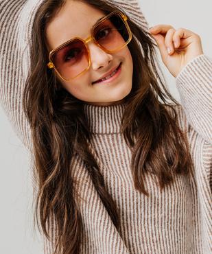 Pull loose en maille côtelée bicolore col cheminée fille vue1 - GEMO (JUNIOR) - GEMO