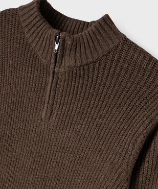 Pull en maille côtelée avec col montant zippé garçon vue2 - GEMO (ENFANT) - GEMO