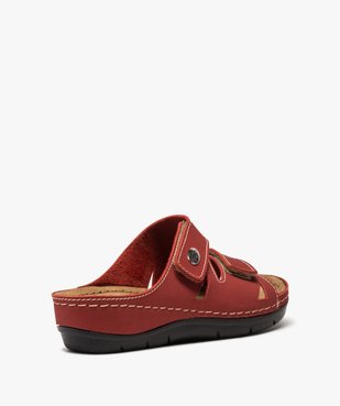 Mules femme confort unies dessus cuir à brides scratch vue4 - GEMO (CONFORT) - GEMO