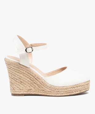 Sandales femme compensées dessus dentelle anglaise vue1 - GEMO(URBAIN) - GEMO