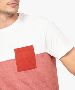 Tee-shirt homme à manches courtes bicolore uni/rayé vue6 - GEMO (HOMME) - GEMO