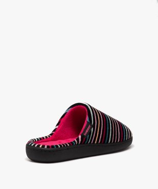 Chaussons femme mules en velours à rayures colorées - Isotoner vue4 - ISOTONER - GEMO