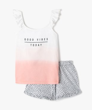Pyjashort fille 2 pièces short à pois et débardeur à volants vue1 - GEMO (JUNIOR) - GEMO