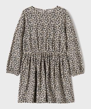 Robe courte à manches longues en maille texturée extensible fille vue1 - GEMO (ENFANT) - GEMO